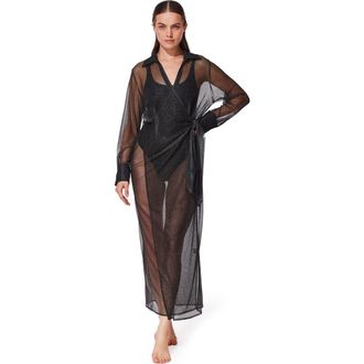 Gottex Pretty Women Mesh Wrap Dress Cover-Up in Black at Nordstrom, Size X-Large