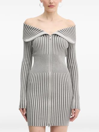 Guess Co striped zip-fastening mini dress - Grey
