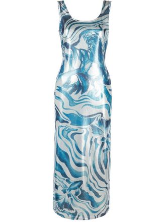 Alberta Ferretti swirl print dress - women - Elastane/Polyester - 46 - Blue