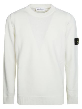 Stone Island Textured Knit Pullover Sweater with Compass Logo