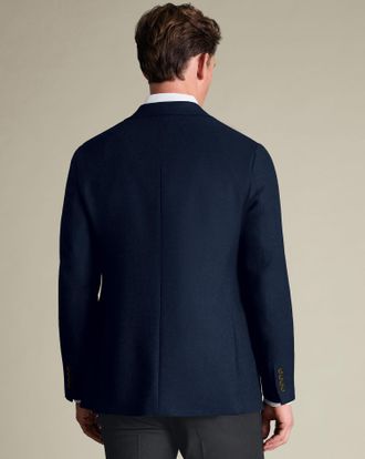 CHARLES TYRWHITT Wool Texture Jacket - Ink Blue Size 36S by Charles Tyrwhitt