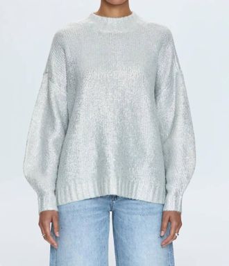 Pistola Denim Ilana Mock Neck Sweater Top In Silver