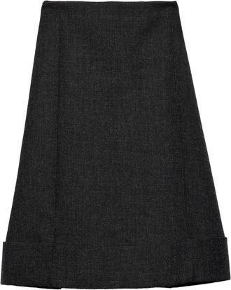 Prada A-line midi-skirt - women - Wool - 44 - Grey