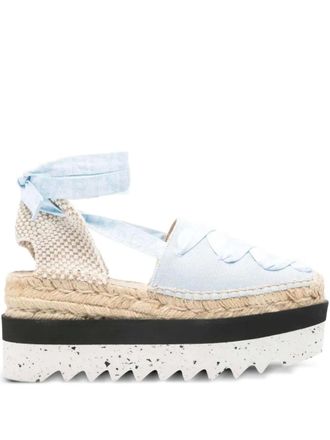 Stella McCartney platform ribbon espadrilles - Blue