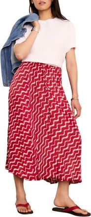 Mint Velvet Satin Printed Maxi Skirt in Red at Nordstrom, Size X-Small