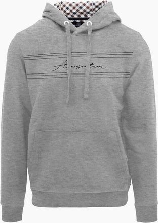 Aquascutum Mens Hooded Neck Signature Print Sweatshirt - Grey - Size: 2X large