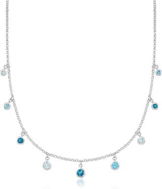 Ross-Simons Bezel-Set Tonal Blue Topaz Station Necklace in Sterling Silver