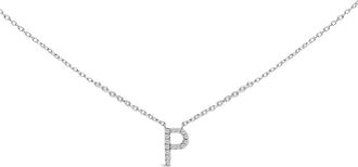 House of Brilliance 10K White Gold Diamond Accent A-Z Block Initial Pendant Necklace in White Gold | P at Nordstrom