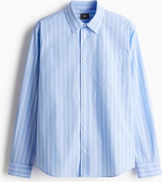 H&M Popelinehemd in Regular Fit - Blue