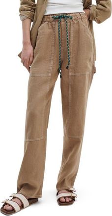 Rag & Bone Atlas Linen Drawstring Carpenter Pants in Tan at Nordstrom, Size Xx-Small