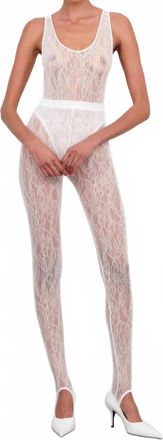 Wardrobe.NYC Lace Stirrup Leggings In White
