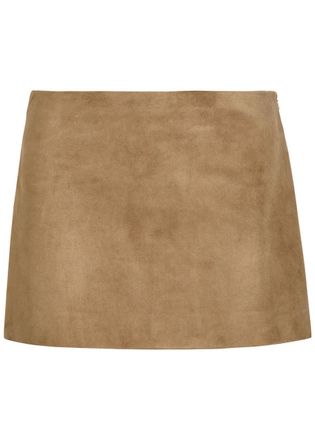 Khaite Jett Suede Mini Skirt - Khaki - 8 (UK12 / M)