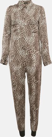 Joseph Grey Animal Print Silk Button Front Jumpsuit