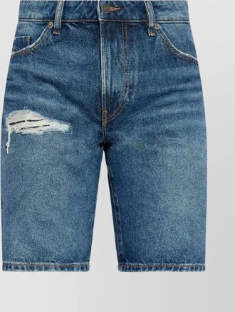 Diesel raw hem distressed five-pocket belt loops shorts