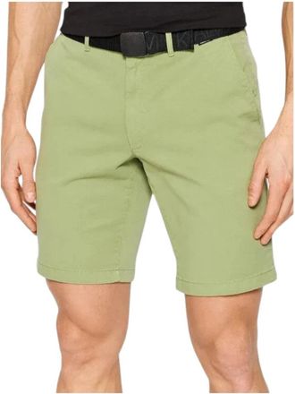 Calvin Klein Garment Dye Belted Shorts - Heren - Korte Broeken - Groen - W28 - Katoen - Korte Broeken
