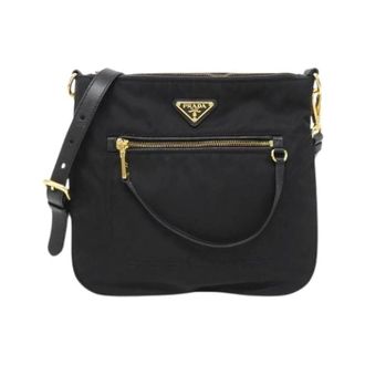Prada Pre-owned Cross Body Bags, female, Black, Size: ONE SIZE Pre-owned Tessuto Nappa Shoulder Bag