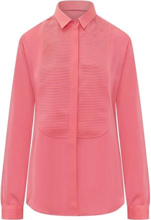 Tom Ford Zijden smoking overhemd met geplisseerd plastron - Dames - Overhemden - Roze - M - Overhemden