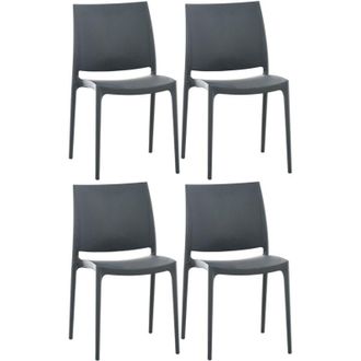 Clp Clp - Set De 4 Sillas Apilables Maya Gris Oscuro