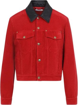 Versace Denim Garment-Dyed Jacket - - Jackets - Donna - Rosso - M