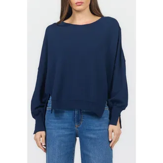 Dear John Denim Trenton Oversized Terry Sweatershirt Sweater in Black Iris at Nordstrom, Size X-Small