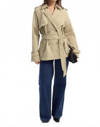 Lioness Cropped Trencherous Coat In Tan