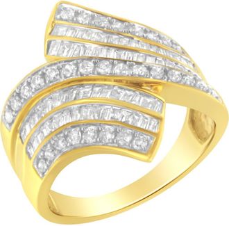 House of Brilliance 10K Yellow Gold 1 1/7 Cttw Diamond Bypass Ring at Nordstrom, Size 7.5