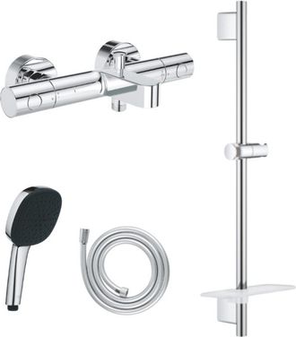 GROHE Pack Grifer&iacute;a Termost&aacute;tica Grohe Precision Get Bd + Ducha De Mano Vitalio Comfort + Barra Vitalio Smartactive Quickflix + Flexible