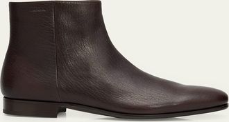 Prada Mens Leather Embossed-Logo Zipped Ankle Boots