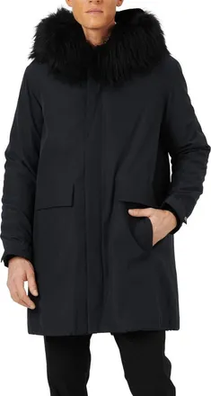 Gorski Parka With Genuine Shearling Trim in Navy/black at Nordstrom, Size X-Large