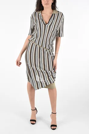 Bottega Veneta Asymmetric Jacquard Striped Dress Bottega Veneta