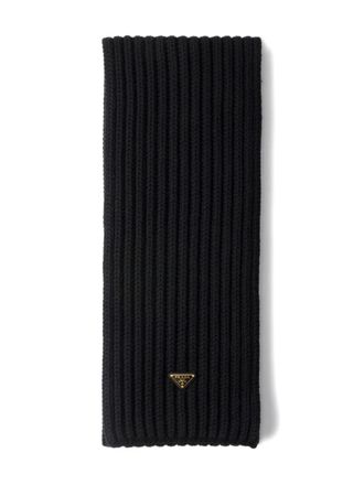 Prada enameled triangle knit scarf - Black