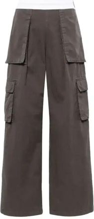 Alexander Wang Grey Wide-Leg Flap Pocket Cotton Cargo Pants