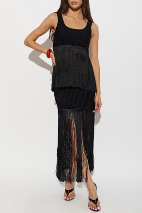 Alaia Fringed Skirt, Womens, Black