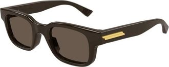 Bottega Veneta Rechthoekige zonnebril - Heren - Zonnebrillen - Bruin - 49 MM - Nylon - Accessoires