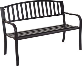 Costway Steel Garden Bench Outdoor Patio Loveseat Bench with High Backrest