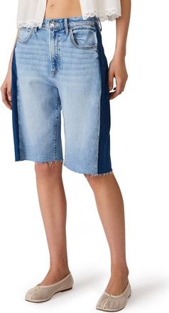 Steve Madden Sutten Two Tone Denim Cutoff Bermuda Shorts in Storm Blue at Nordstrom, Size 24