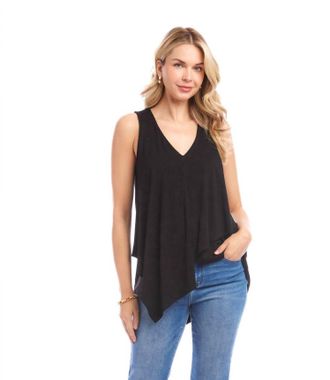Karen Kane Drape Front Tank In Black
