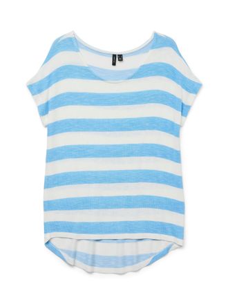 Vero Moda Kurzarmshirt VERO MODA VMWIDE STRIPE SL TOP GA JRS NOOS, Damen, Gr. L, weiss (azure blau stripes:snow wei&szlig;), Jersey, Obermaterial: 96% Viskose, 4% Ela