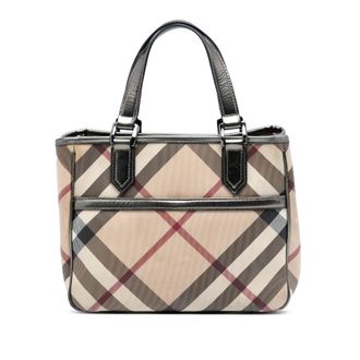 Burberry Tweedehands Supernova Gecheckte Gecoate Canvas Tote