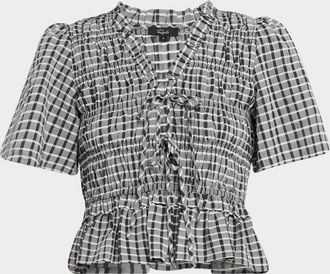 Rails Portia Check Tie-Front Top