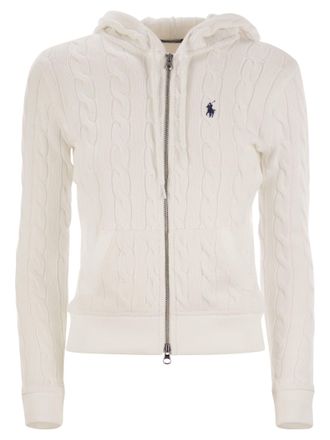 最終値下 POLO Ralph Lauren Cottonknit White Cable-Knit Cotton Quarter-Zip Sweater