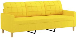 vidaXL Sof&aacute; De 3 Plazas De Tela Amarillo Claro 180 Cm Vidaxl