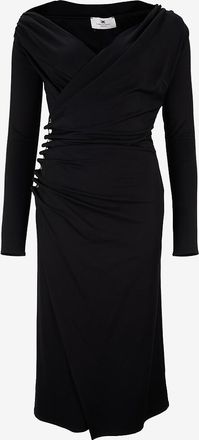Elisabetta Franchi Asymmetrisches Midi-Kleid aus Jersey mit Drapierung