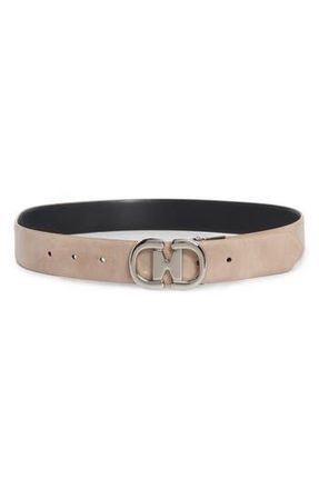 Vince Camuto Squat Horsebit Buckle Reversible Belt in Taupe Black at Nordstrom Rack, Size Medium