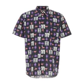 Comme Des Gar&ccedil;ons Gedrukte Poplin Overhemd - Heren - Korte mouwen Overhemden - Veelkleurig - M - Katoen - Overhemden