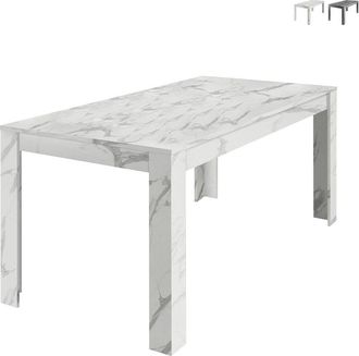 Les Tendances Mesa De Comedor Moderna 180x90cm Efecto M&aacute;rmol Excelsior - Blanco