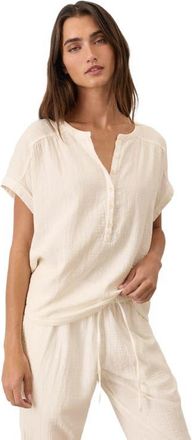 Pact Organic Cotton Coastal Double Gauze Short Sleeve Popover in Cream at Nordstrom, Size Xx-Large