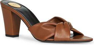 Saint Laurent Womens Dark Macadamia Nappa Leather Mule Sandals Lambskin