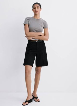 Mango Bermuda denim dritti vita alta black denim - Donna - 36 - MANGO