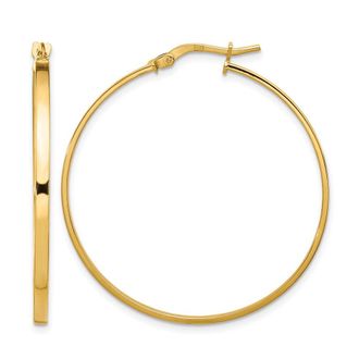 Diamond2Deal 14K Yellow Gold 2mm Round Hoop Earrings